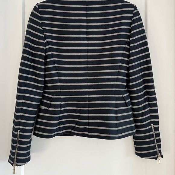 ZARA Navy Pin Striped Tailored Blazer - Picture 2 of 5